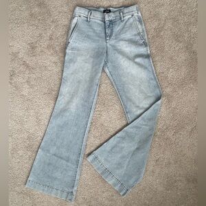 Express Light Wash 70’s Flare Mid Rise Jeans